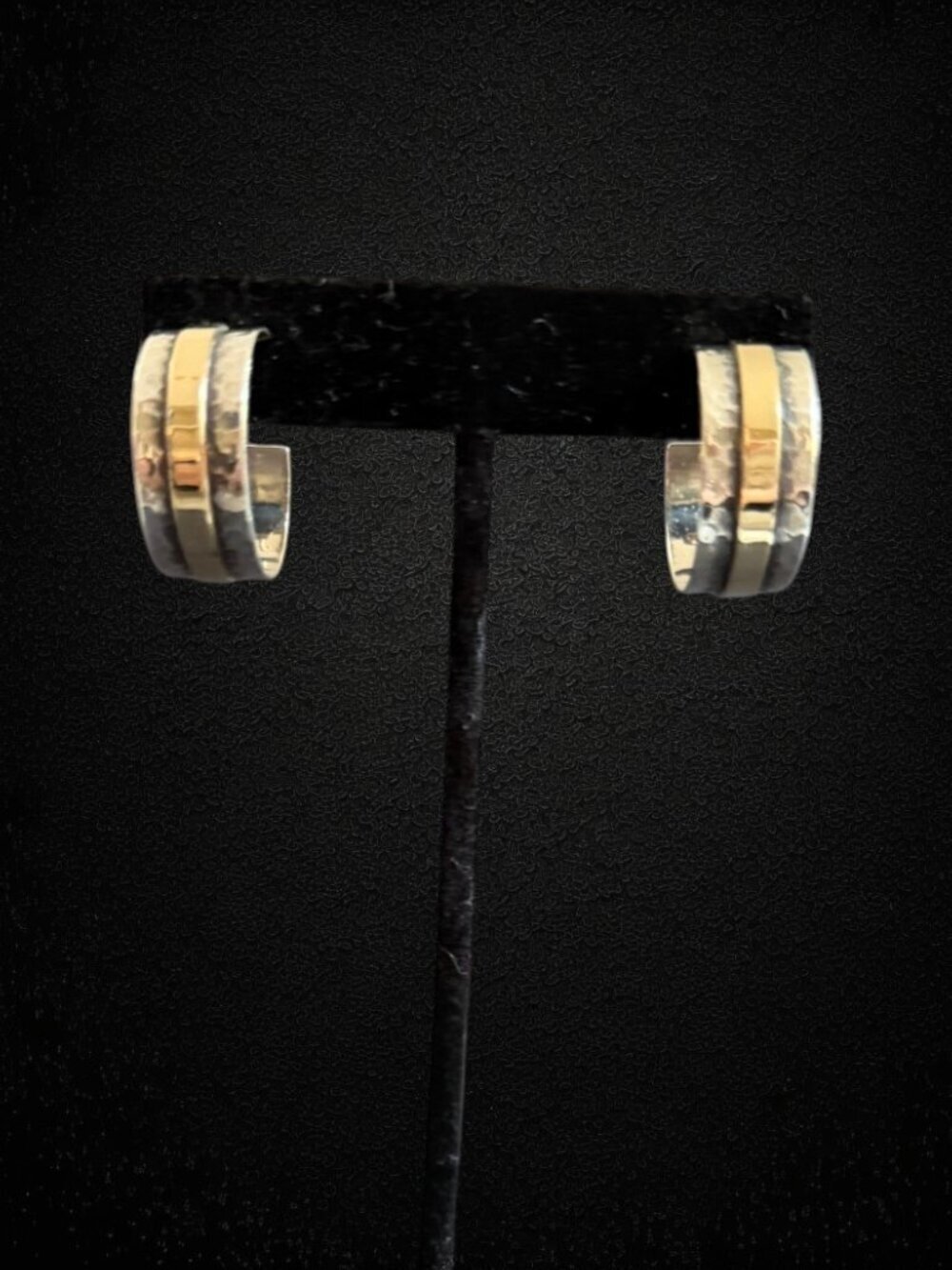 James Avery Retired Sterling Silver 14K Gold Hammered Hoop Hoop Earrings